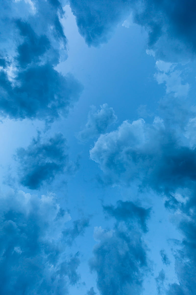 sky, clouds, blue, height, atmosphere, HD phone wallpaper