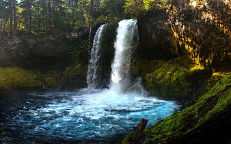 Waterfall, beautiful lake, water, rock, river, HD wallpaper | Peakpx