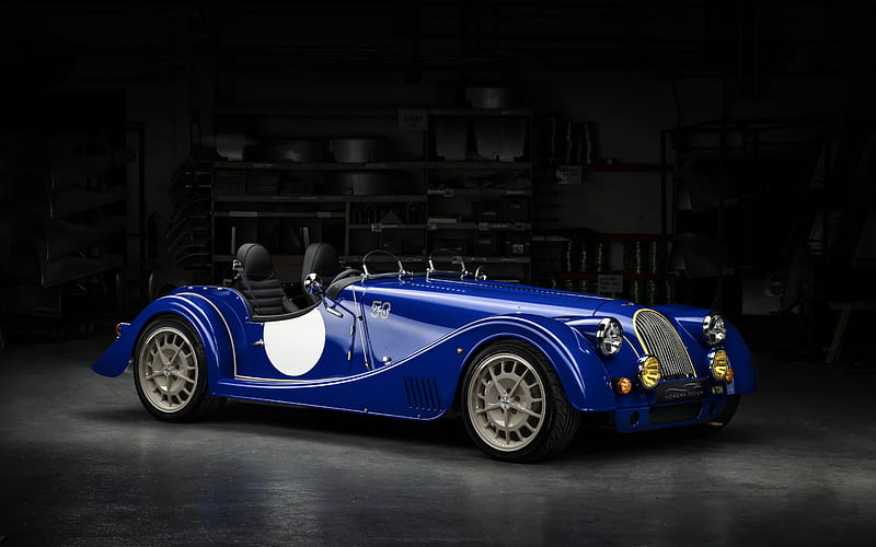 Morgan Plus 8, retro sports car, blue sports coupe, exterior, British cars, Morgan Motor Company, HD wallpaper