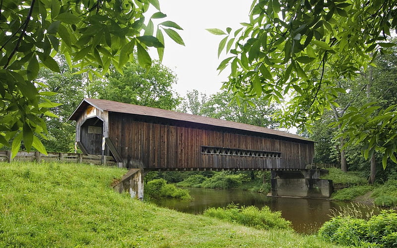 Ohio - aspirin - tabla County covered bridge, HD wallpaper