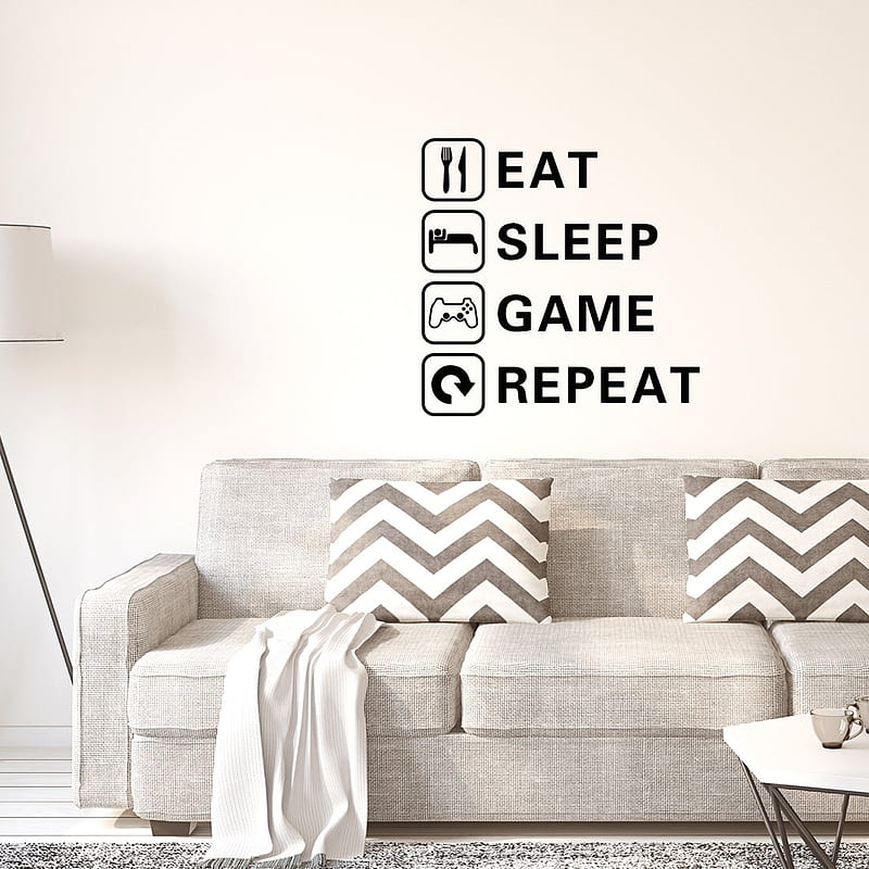 Letter Eat Sleep Game Repeat Wall Sticker for Living Room Bedroom - Black - Overstock, HD phone wallpaper
