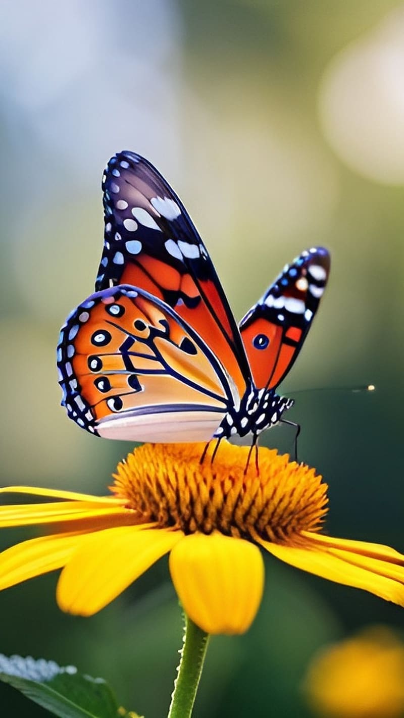 Nechar , Monarch Butterfly, orange butterfly, yellow flower, nature, HD phone wallpaper