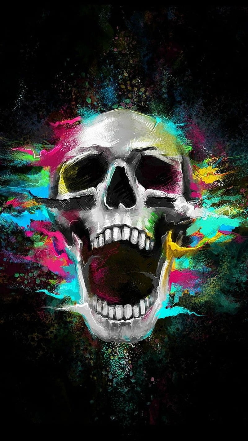 Skull, color, skull with colors, cool, cool skulls, sulls, HD phone wallpaper