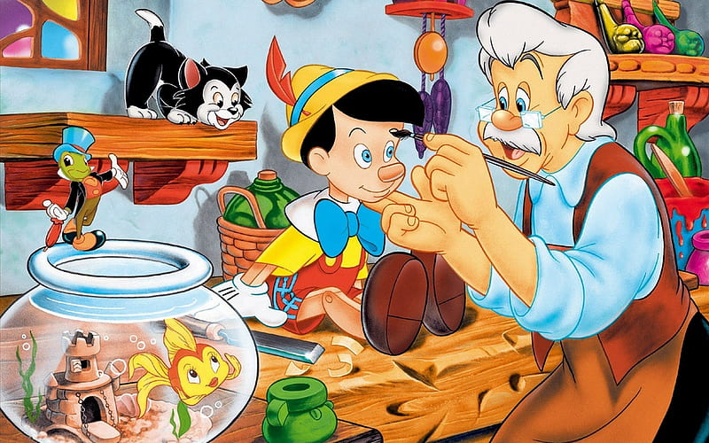 pinocchio, jimminy, geppetto, cricket, HD wallpaper