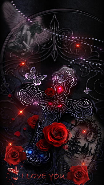 Rosary, angel, beads, black, cross, red, roses, HD phone wallpaper | Peakpx