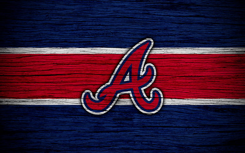 Atlanta Braves MLB, baseball, USA, Major League Baseball, wooden texture, art, baseball club, HD wallpaper