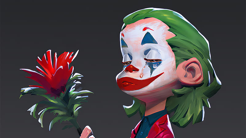 Joker With Rose, joker, superheroes, artist, artwork, digital-art, artstation, HD wallpaper