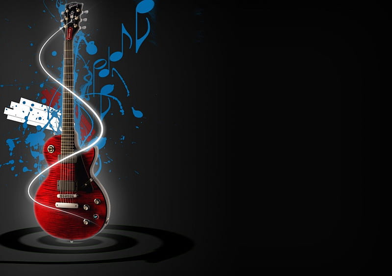 musical guitar, color, guitar, wave, music, HD wallpaper