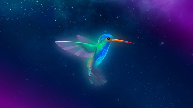 Humming-bird, blue, fantasy, bird, pasari, hummingbird, colibri, pink, HD wallpaper