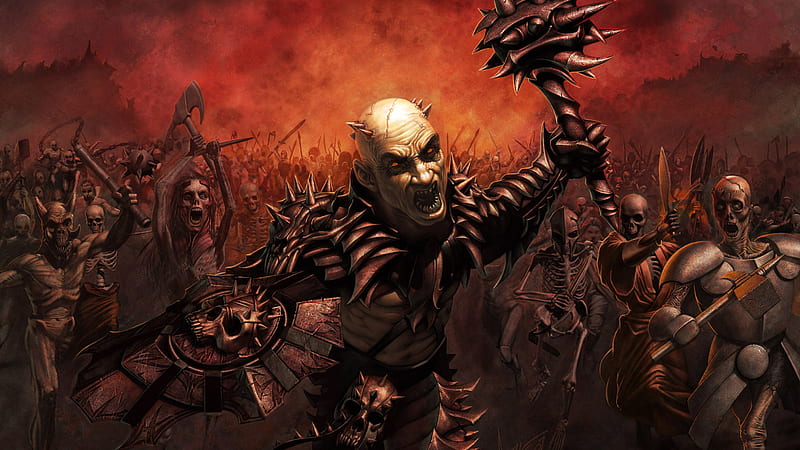 Army of dead, fire, hell, fantasy, death, HD wallpaper
