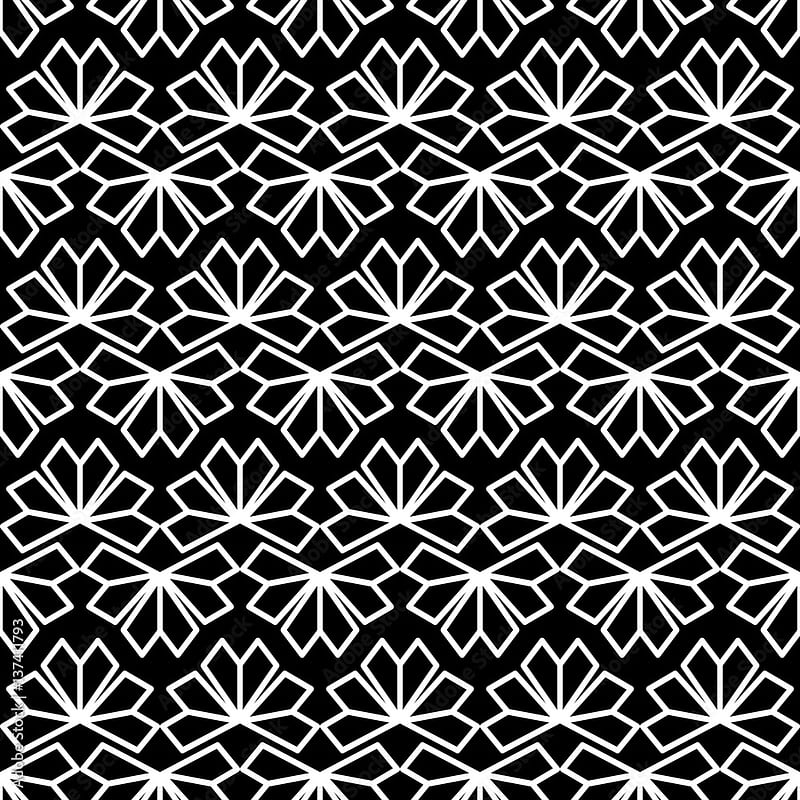 Black white pattern vector. Modern geometric flower texture. Abstract floral  monochrome background for fabric or wrapping paper. Stock Vector. Adobe  Stock, HD phone wallpaper | Peakpx