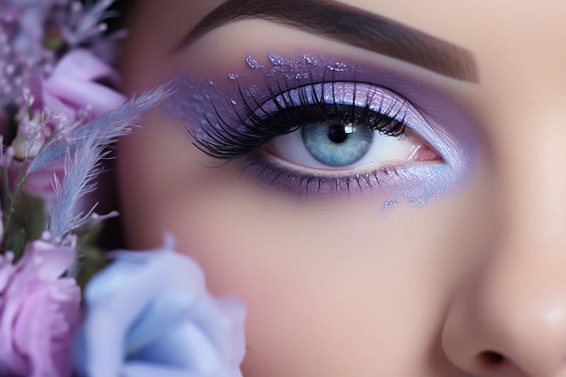Eye makeup, Flowers, Eyes, Girl, Look, Eyebrow, HD wallpaper