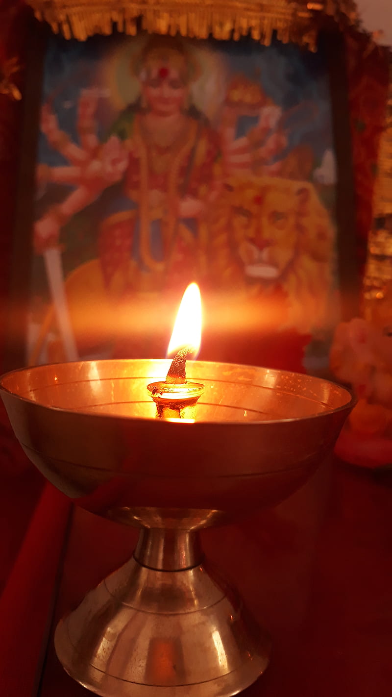 God, candle, deepak, durga, festival, light, HD phone wallpaper