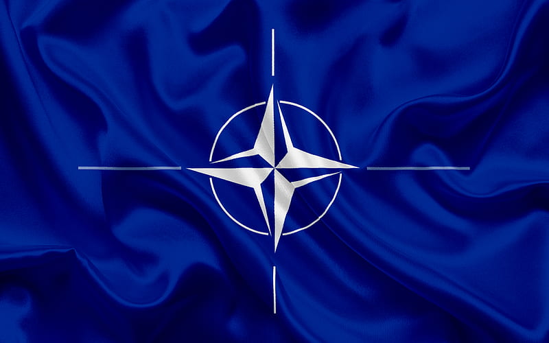 flag of NATO, blue silk flag, NATO symbols, international organization, North Atlantic Treaty Organization, NATO, HD wallpaper