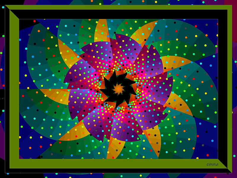 Dotty Mandala, pretty, textures, mandala, dots fractals, framed, abstract, HD wallpaper