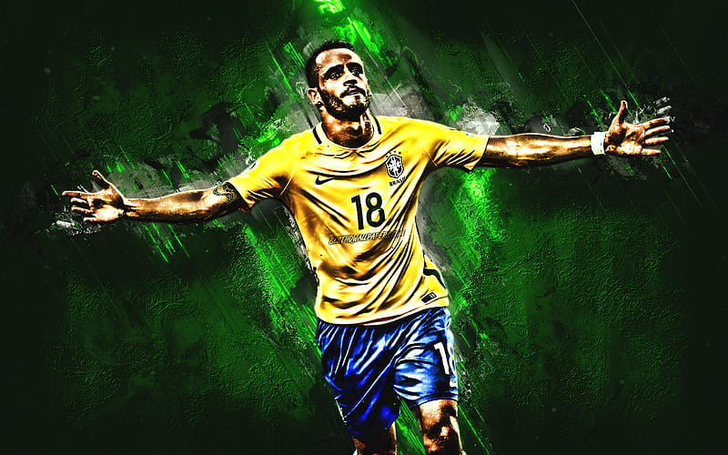 Renato Augusto, green stone, Brazil National Team, soccer, footballers, Renato Soares de Oliveira Augusto, grunge, Brazilian football team, HD wallpaper