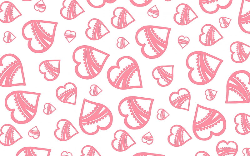 Texture, pattern, heart, paper, valentine, white, pink, HD wallpaper