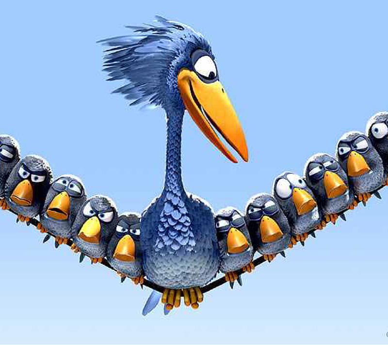 Birds, angry, animated, big, blue, little, pixar, HD wallpaper