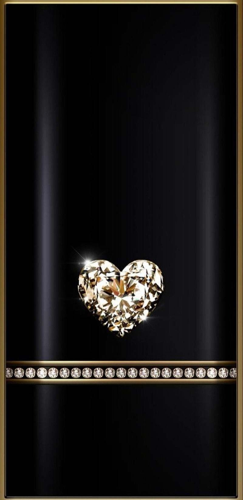 Diamond Heart, bonito, diamond, girly, gold, golden, heart, pretty, shine, sparkle, HD phone wallpaper