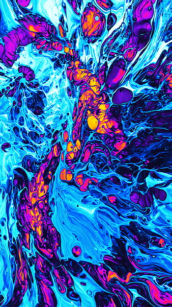 Fluid Explosion, Abstract, Geoglyser, acrylic, bonito, blue, color, colorful, colors, iphone, orange, pink, purple, trippy, waves, HD phone wallpaper