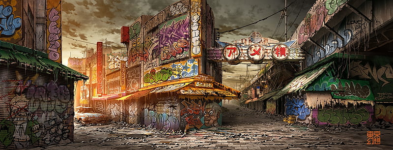 tokyo, apocalypse, japan, ruins, no man's land, artwork, Fantasy, HD wallpaper