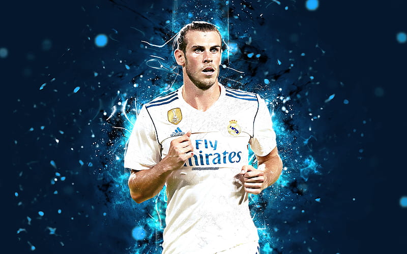 Gareth Bale football stars, neon lights, Real Madrid, soccer, Bale, fan art, La Liga, footballers, HD wallpaper