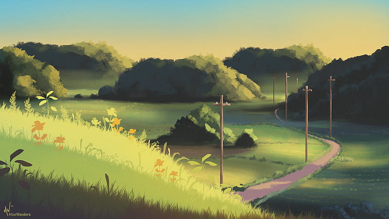Anime, Road, Landscape, HD wallpaper | Peakpx