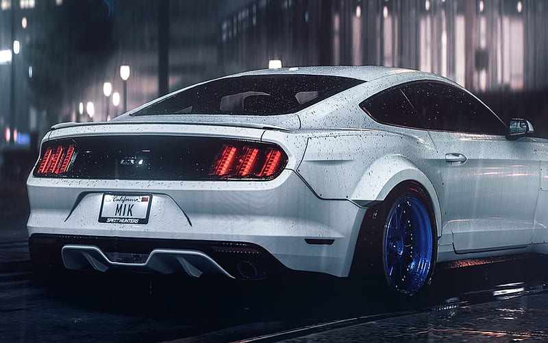 Ford Mustang GT, rain, tuning, night, american cars, Ford, HD wallpaper ...