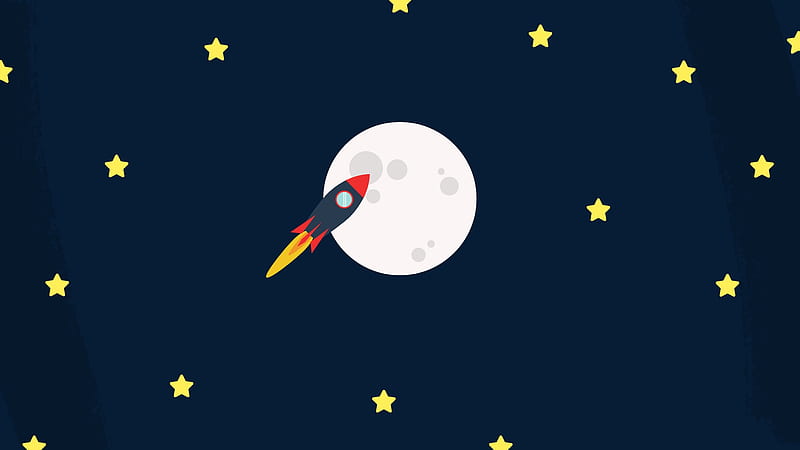 Artistic, Space, Minimalist, Moon, Rocket, Stars, HD wallpaper