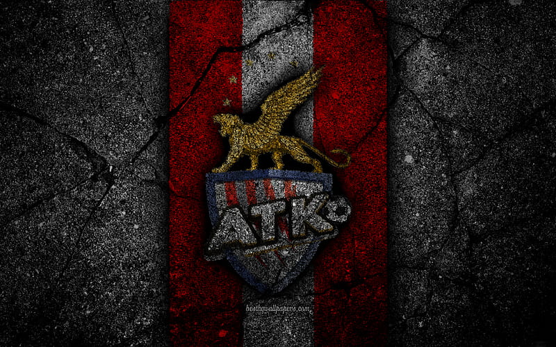 FC ATK ISL, logo, Indian Super League, black stone, India, football club, ATK, soccer, asphalt texture, ATK FC, HD wallpaper