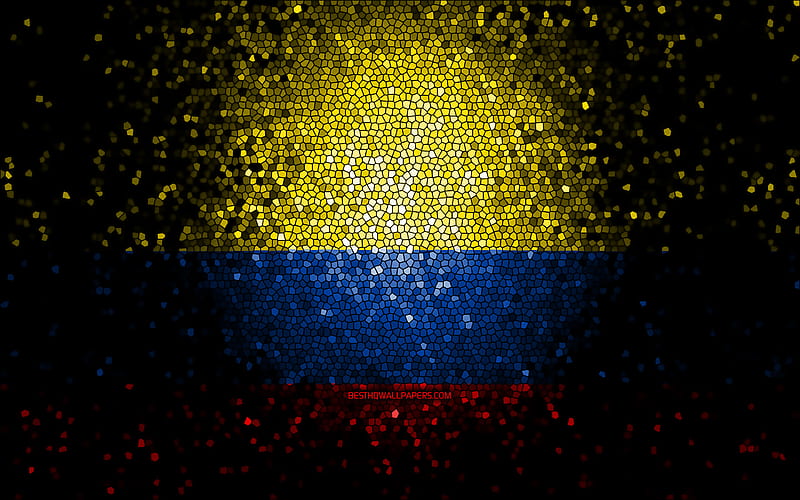 Colombia flag, mosaic art, South American countries, Flag of Colombia, national symbols, Colombian flag, artwork, South America, Colombia, HD wallpaper