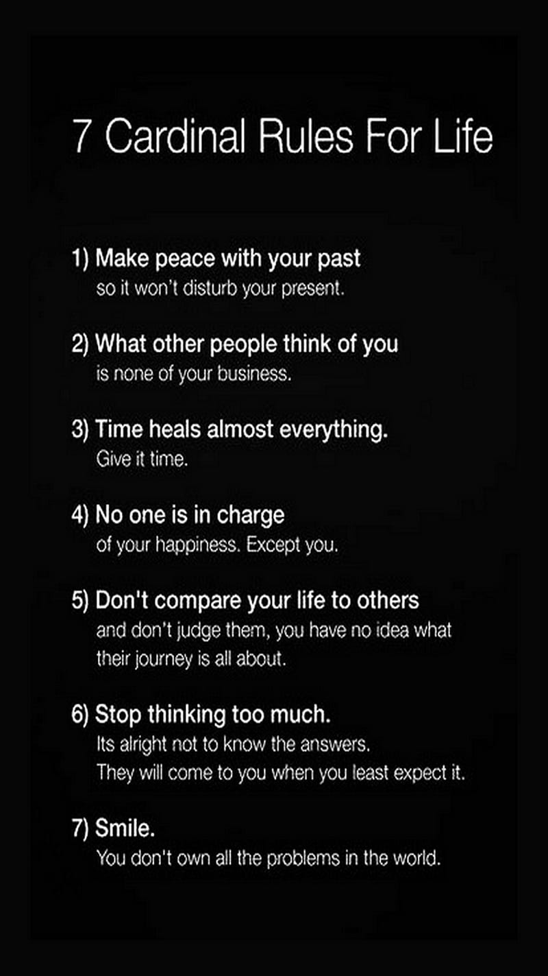 Rules, cardinal, compare, life, past, peace, smile, think, HD phone wallpaper