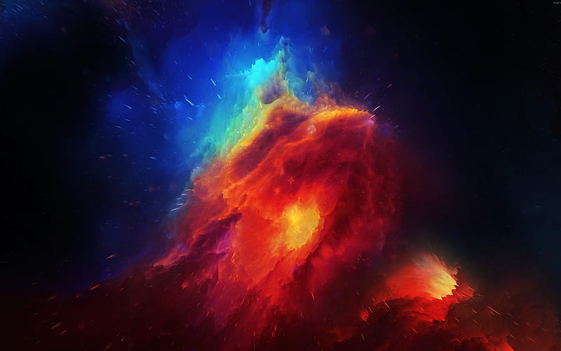 nebula, art, galaxy, Sci-Fi, stars, red nebula, HD wallpaper