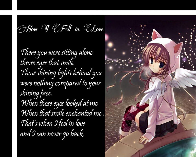How I fell in love......., cute, Angel, anime, Quotes, HD wallpaper