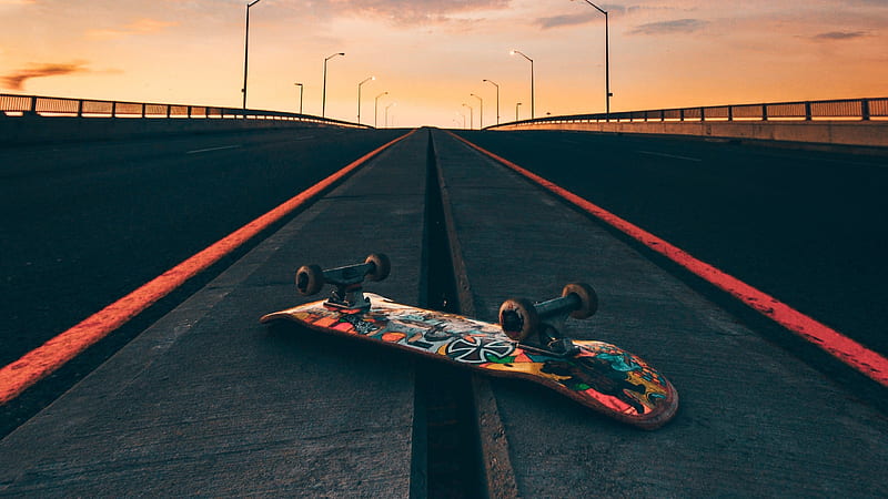 cool skateboard, horizon, skate, skateboard, HD wallpaper