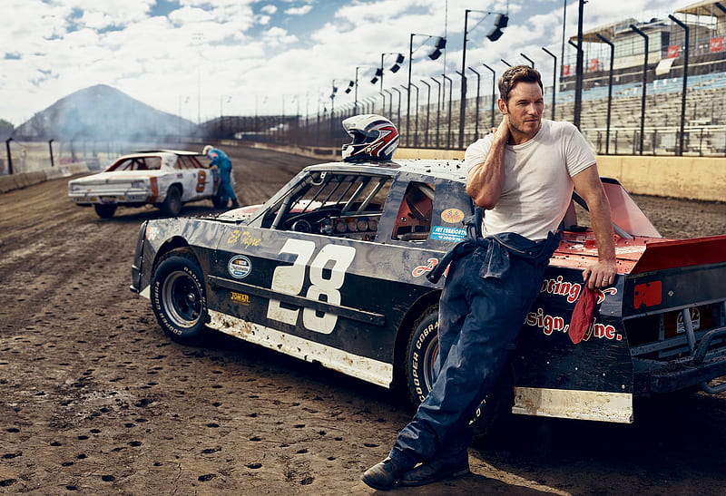 Chris Pratt, race, car, man, actor, HD wallpaper