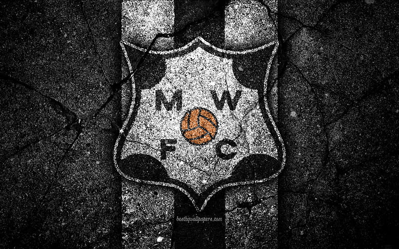 Montevideo Wanderers FC emblem, Uruguayan Primera Division, black stone, asphalt texture, Uruguay, FC Montevideo Wanderers, logo, football, soccer, CA Montevideo Wanderers, HD wallpaper