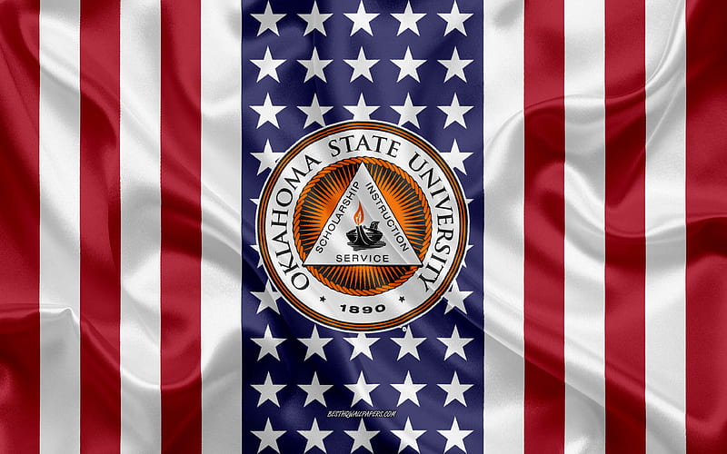 Oklahoma State University-Stillwater Emblem, American Flag, Oklahoma State University-Stillwater logo, Stillwater, Oklahoma, USA, Oklahoma State University-Stillwater, HD wallpaper