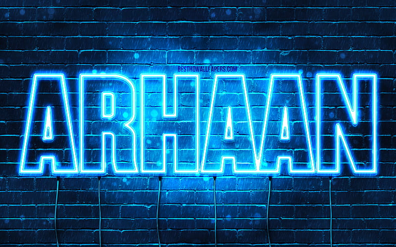 Arhaan, , with names, Arhaan name, blue neon lights, Happy Birtay Arhaan, popular arabic male names, with Arhaan name, HD wallpaper