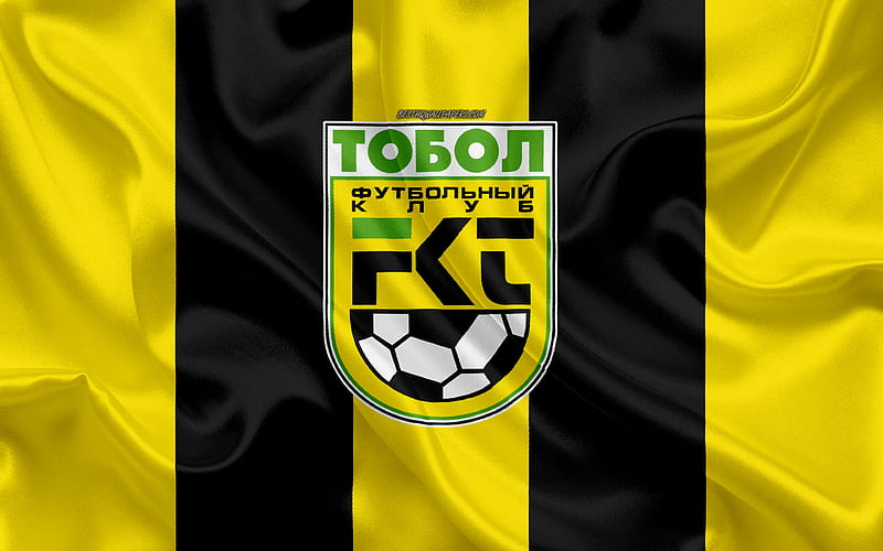 FC Tobol Kazakh football club, yellow black flag, silk flag, Kazakhstan Premier League, Kostanay, Kazakhstan, football, HD wallpaper