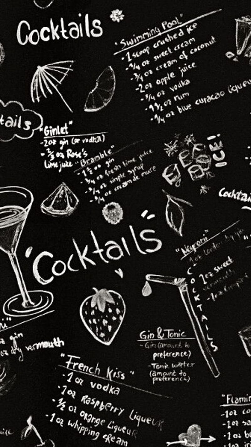 Cocktail Bar Recipes , black effect, white effect, HD phone wallpaper