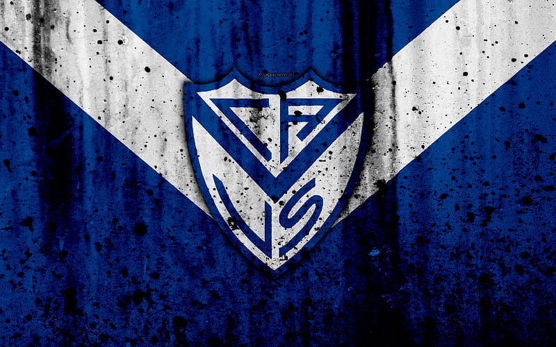 FC Velez Sarsfield, grunge, Superliga, soccer, Argentina, logo, Velez Sarsfield, football club, stone texture, Velez Sarsfield FC, HD wallpaper