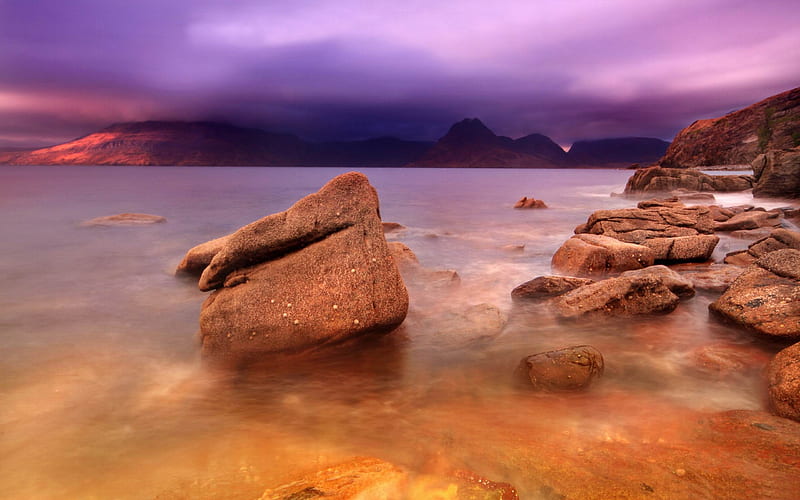 purple storm clouds-landscape, HD wallpaper