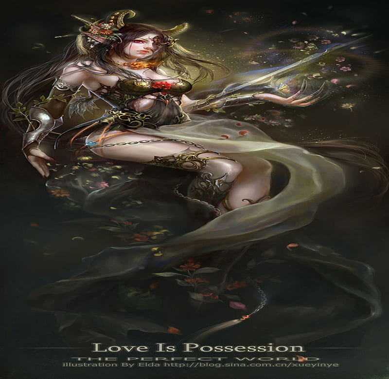 Love is Possession, fantasy, babe, babes, devil, sexy, HD wallpaper