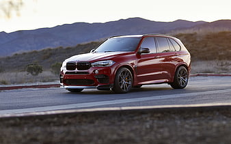 BMW X5M, 2018, F85 luxury sports SUV, new red X5M, tuning X5, front view, German cars, BMW, HD wallpaper