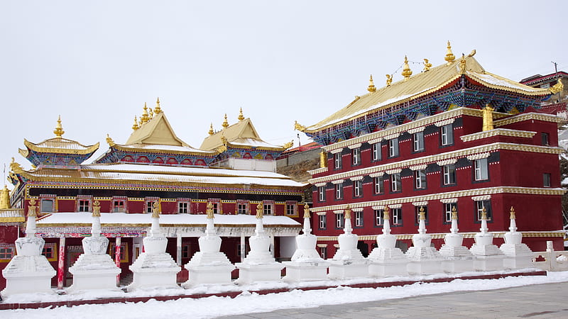 china, tibet, dongga temple, historical, architecture, City, HD wallpaper