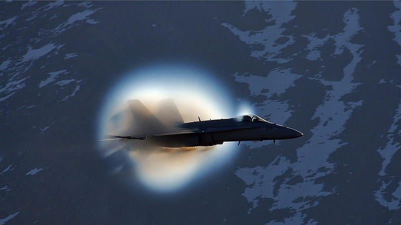 f18 hornet shockwave, plane, clouds, shockwave, fighter, HD wallpaper