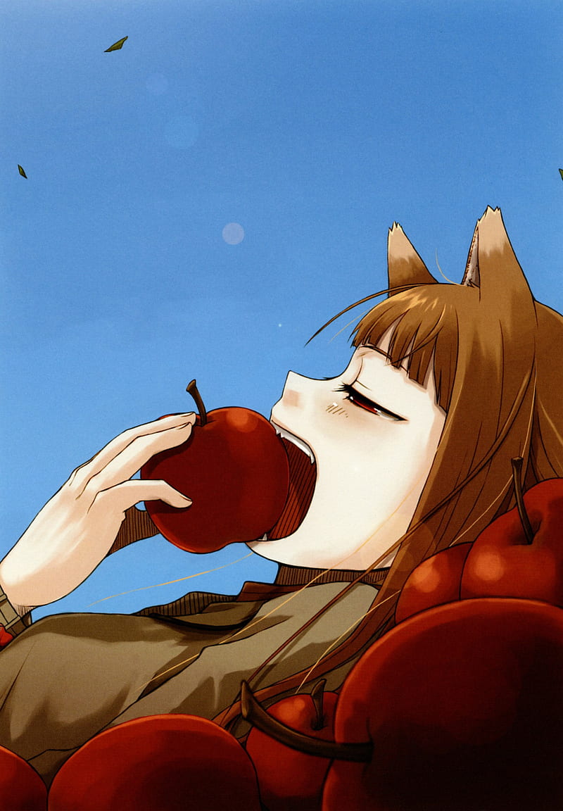 Holo (Spice and Wolf), Spice and Wolf, simple background, red eyes, Okamimimi, wolf ears, HD phone wallpaper