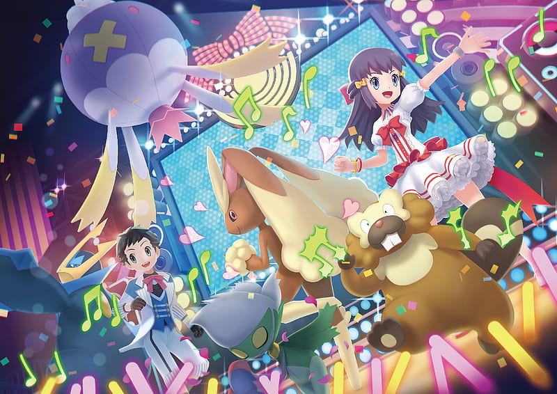 Pokémon, Pokémon Brilliant Diamond and Shining Pearl, Dawn (Pokémon) , Lucas (Pokemon) , Bidoof (Pokémon) , Empoleon (Pokémon) , Drifblim (Pokémon) , Roserade (Pokémon) , Lopunny (Pokémon), HD wallpaper