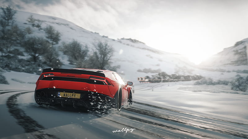 Lamborghini Huracan Drift In Snow Forza Horizon 4, lamborghini-huracan, lamborghini, carros, forza-horizon-4, games, HD wallpaper